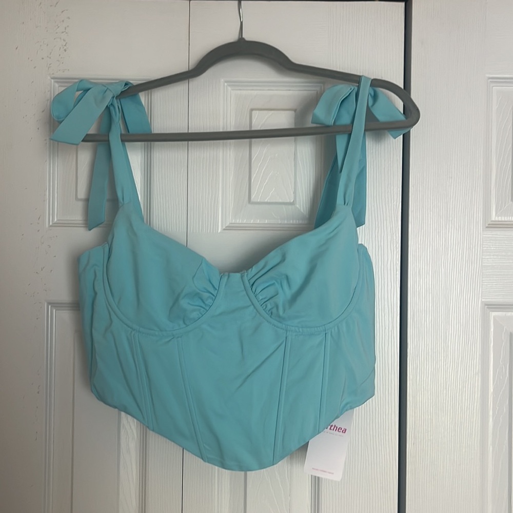 Cropped corset top with tie straps